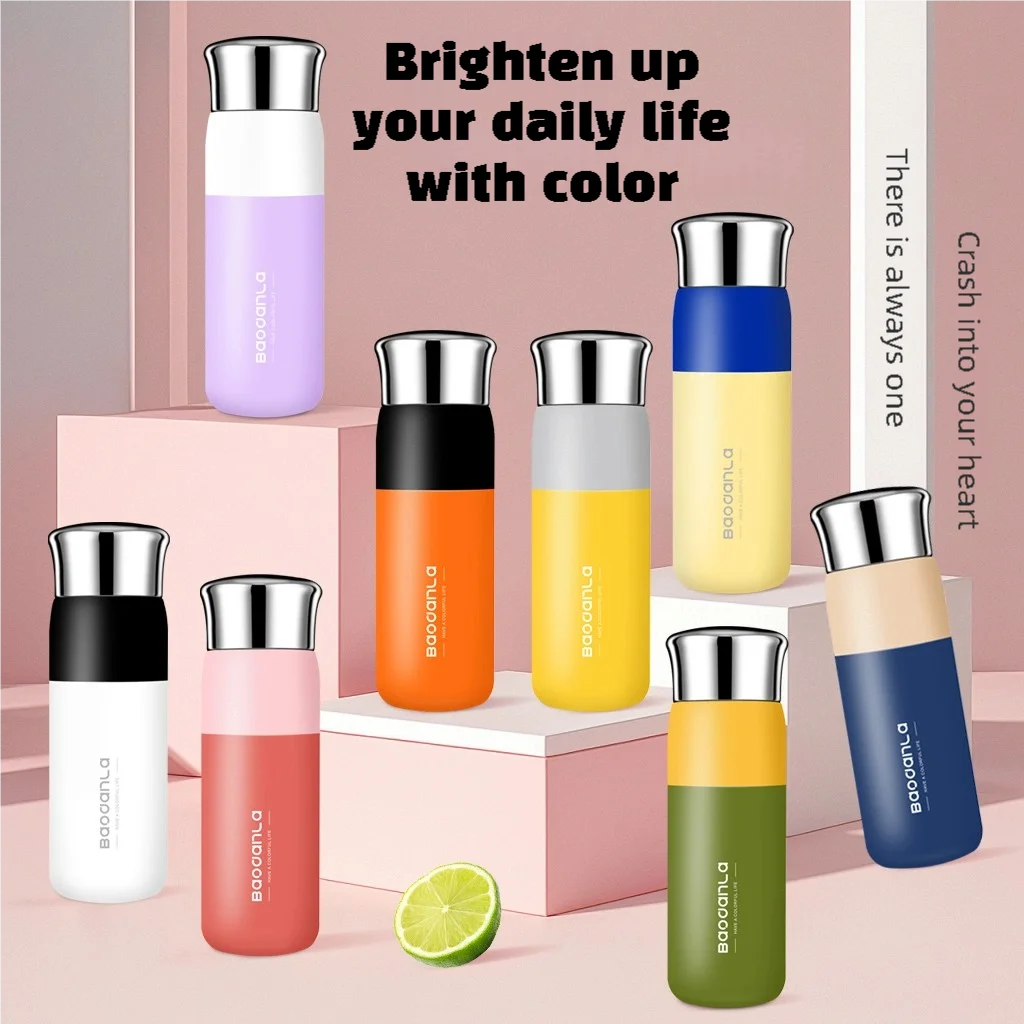 

High-value two-color coffee thermos cup female portable 316 stainless steel water cup ins style men's water cup