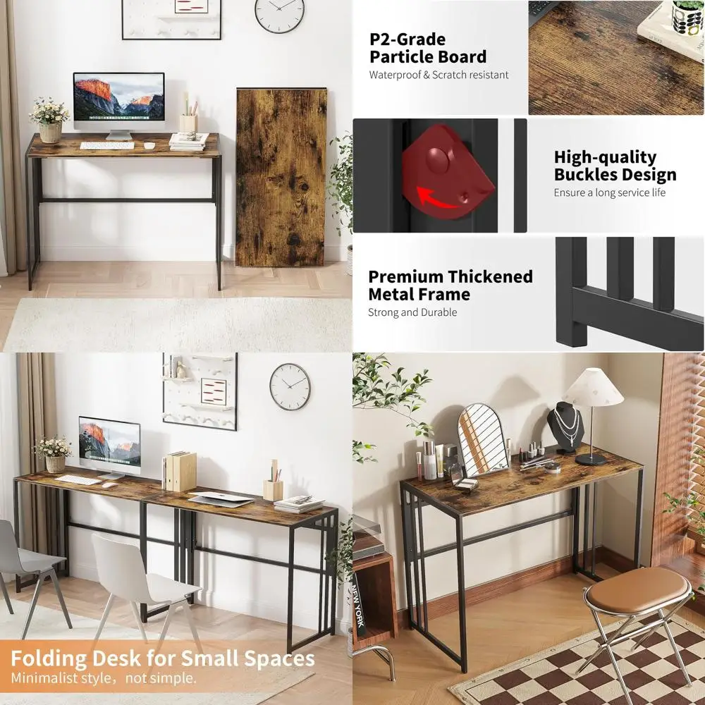 

40 Compact Computer Desk for Home Office, Easy Assembly, Brown, Ideal for Small Spaces and Studying