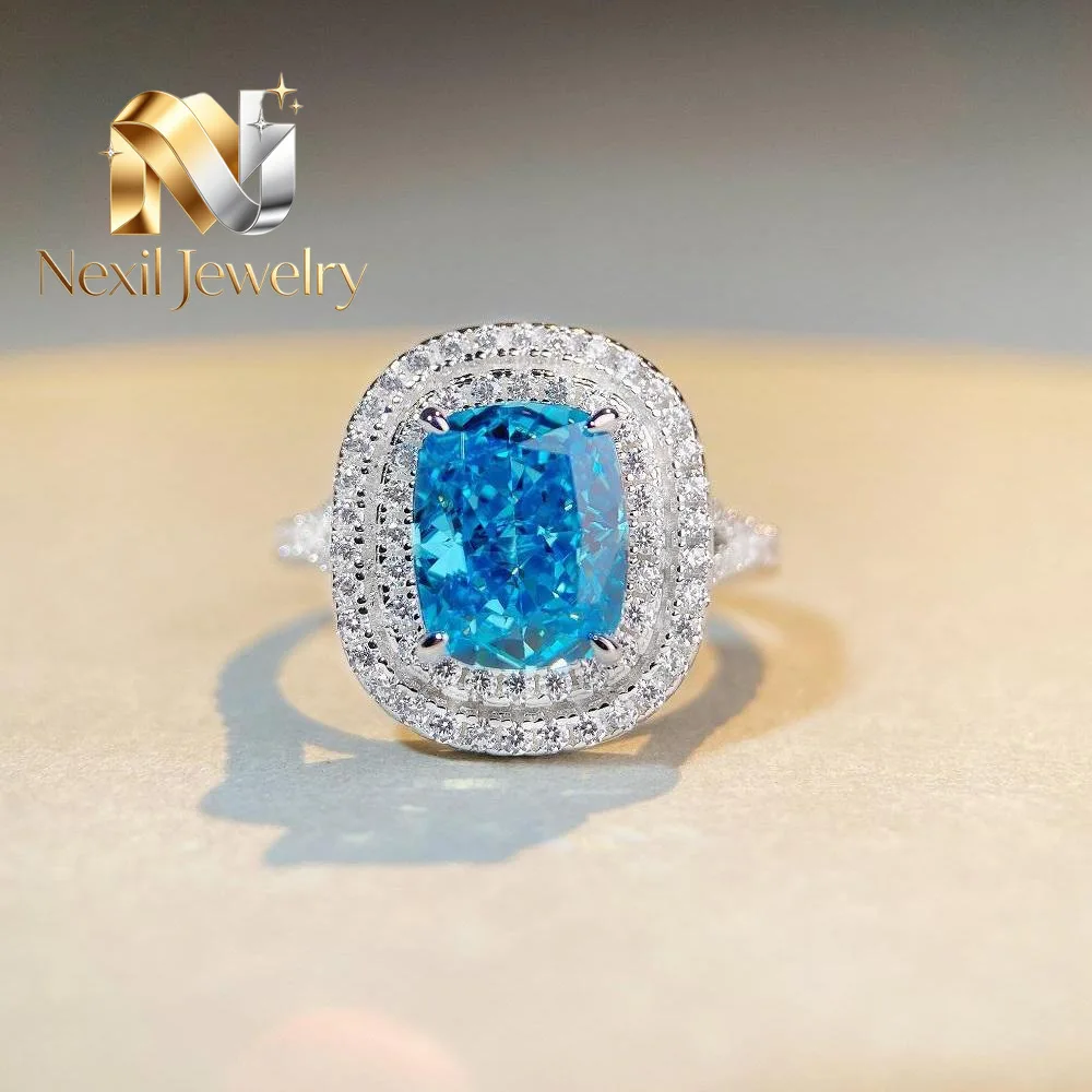 

Nexil Jewelry Luxury Solid Platinum PT950 4 karat full diamond oval diamond ring women's moissanite diamond ring