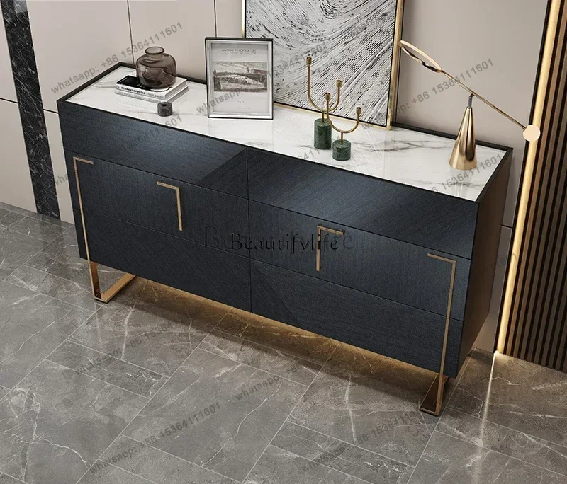 Customizable Light Luxury Entrance Solid Wood Storage Six Chest Cabinet Modern Partition Cabinet