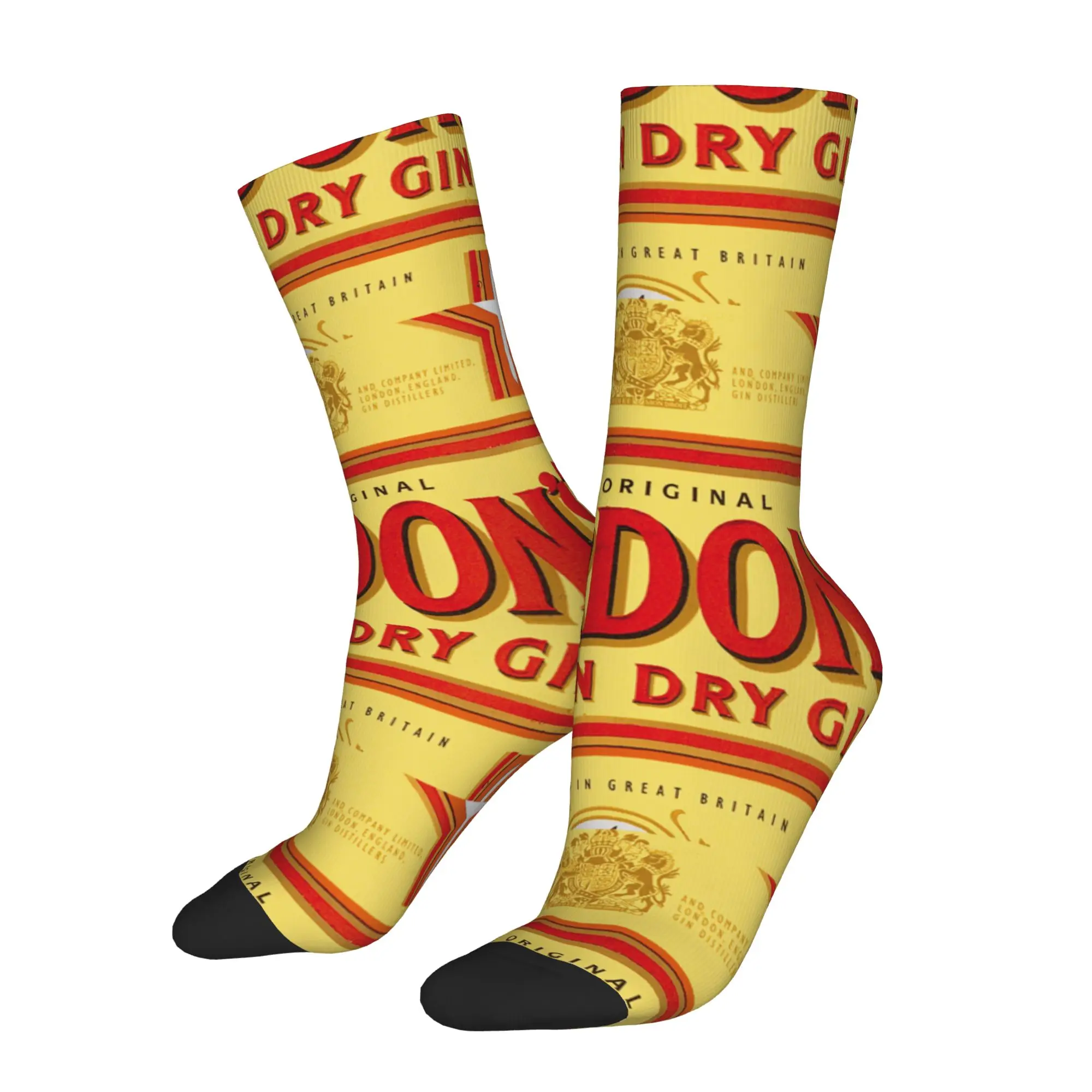 Calcetines divertidos gGordon gGordon's The Original London Dry Gin Label, calcetines con estampado de calidad Harajuku para hombre, calcetines novedosos para hombre
