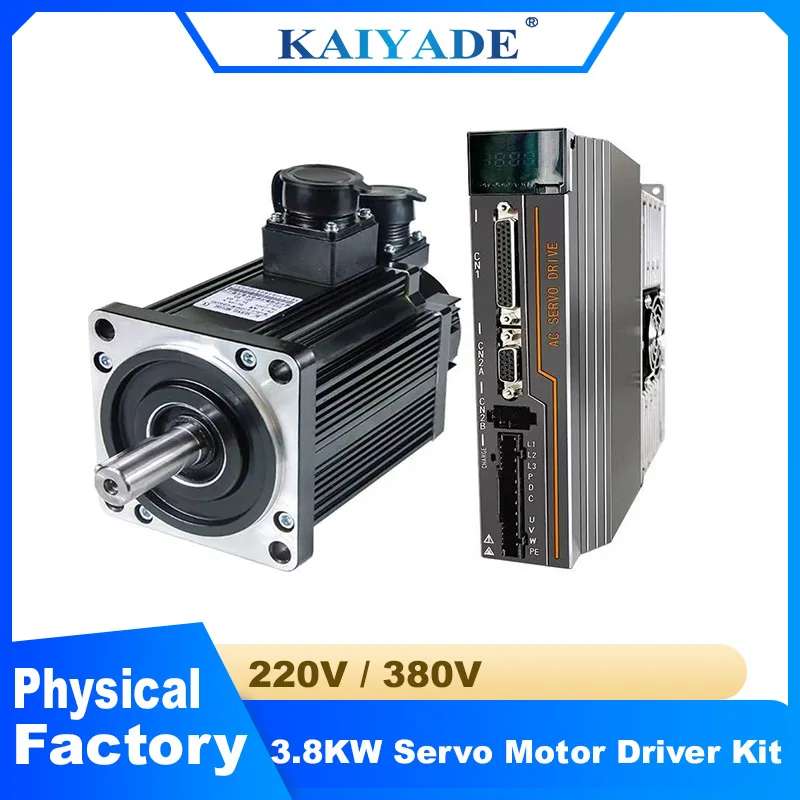 130ST M15025 Large Power AC Servo Motor Kit 220V 380V 3.8KW 15Nm 2500Rpm with T3DF T3 Series Driver for CNC Engraver Lathe