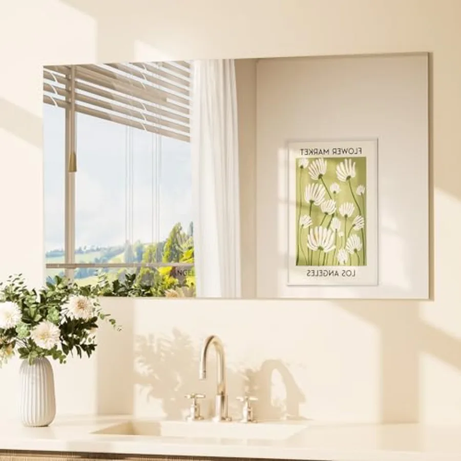 

Frameless Vanity Mirror 40" x 24" Large Bathroom Mirror for Wall Bathroom Living Room Bedroom Entryway Gym Yoga Horizontally or