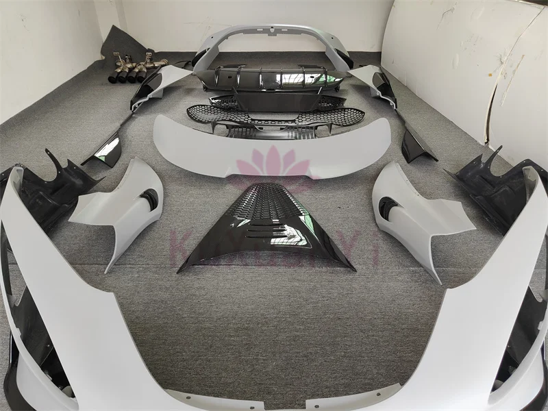 تستخدم ل ماكلارين 720S ألياف الكربون 765LT نمط المصد الأمامي الجانب تنورة المصد الخلفي قطعة من نسيج الخلفي سبويلر العادم طقم الجسم