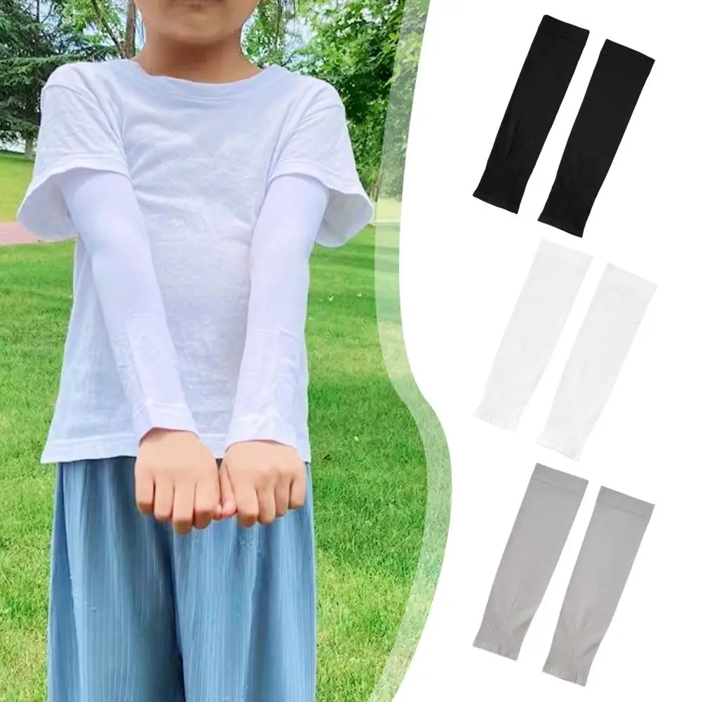 Kids Sports Cooling Arm Sleeves 4-12 Years Summer Long Elastic Protection Beach Ice Sleeve Sun Arm Cover Boys Girls UV Cycl U9Q5