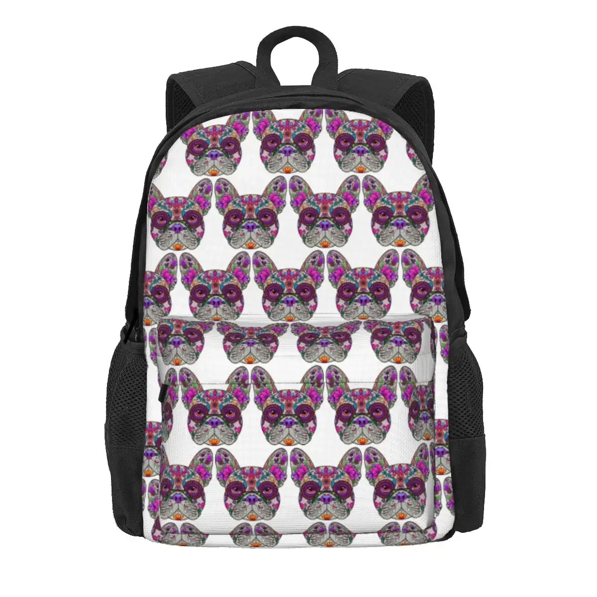 Mexican Day Of The Dead Dog Frenchie Backpack Daypack Large Capacity Kids BookBag School Bag Shoulder Bags for Men Women