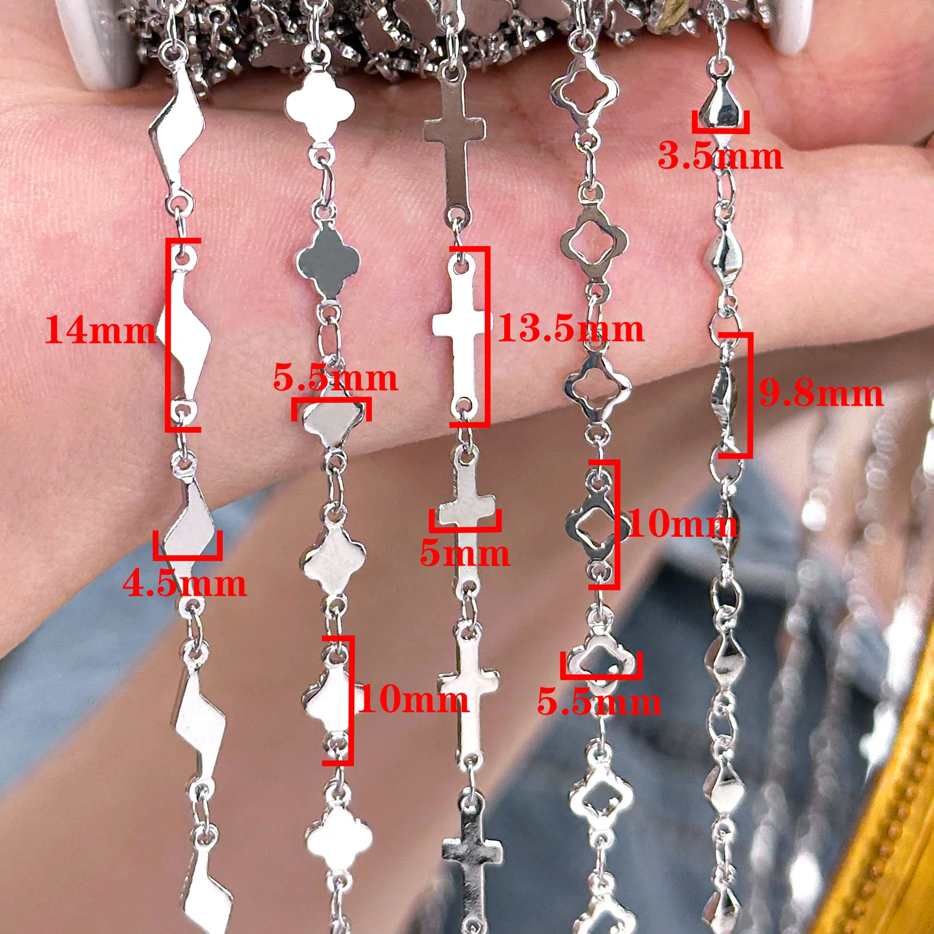 0.5/1/2M Flower Wave Rhombus Metal Chain DIY Necklace Bracelet Jewelry Making Supplies Clothing Crafts Accessories Wholesale