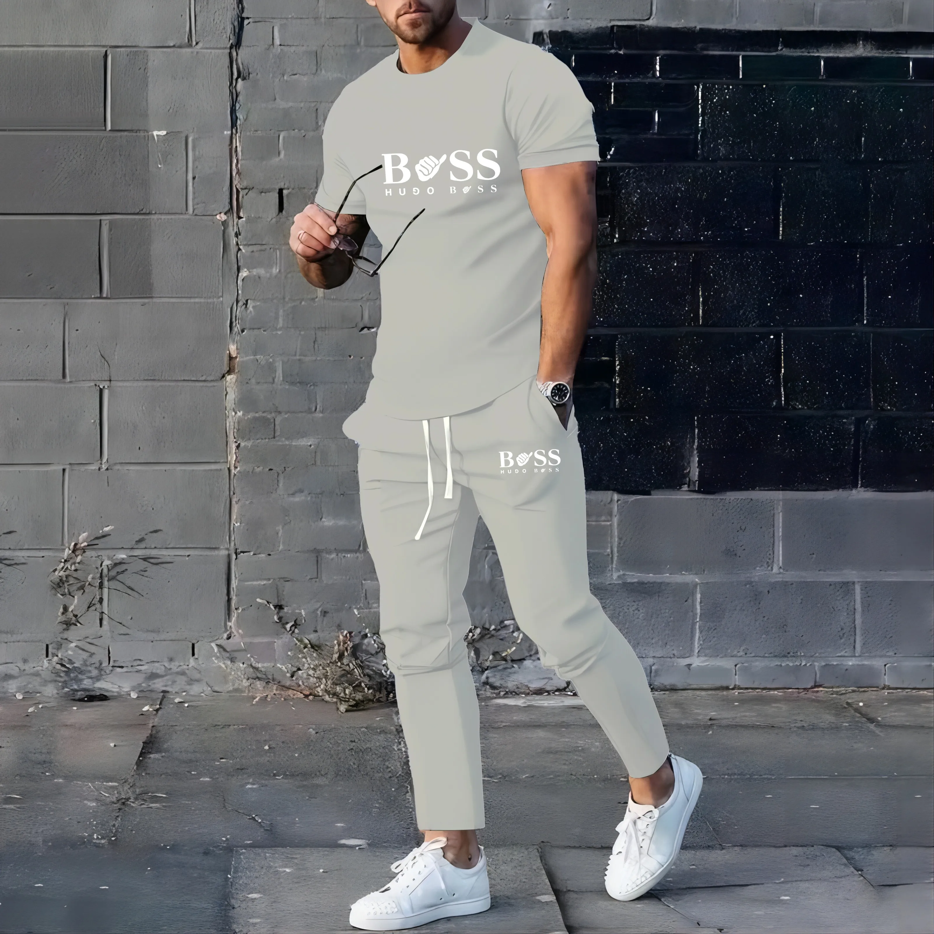 T-shirt e pantaloni estivi 2024 per uomo pantaloni da corsa Fitness Casual di vendita caldi Set da 2 pezzi nuovo Spor da uomo a maniche corte