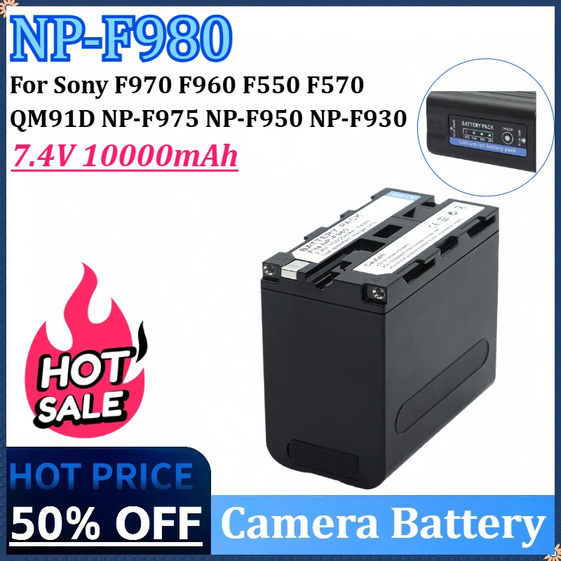 

7.4V 10000mAh 74Wh NP-F980 Camera Battery for Sony NP-F970 NP F960 F970 F960 F550 F570 QM91D NP-F975 NP-F950 NP-F930 CCD-RV100