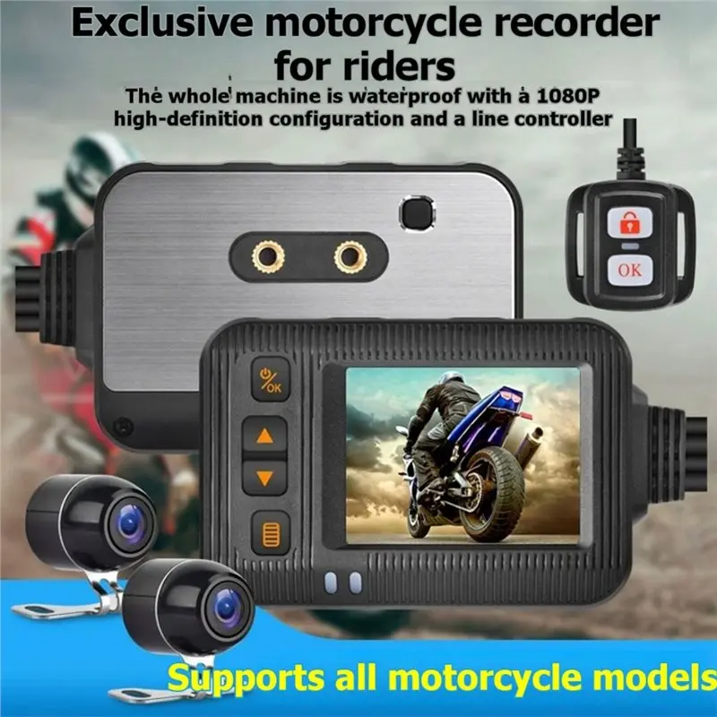 Front& Rear 1080P For Electric Motor Bicycle Dashcam Motorcycle DVR Camera Wifi APP 2" Driving Recorder view 3