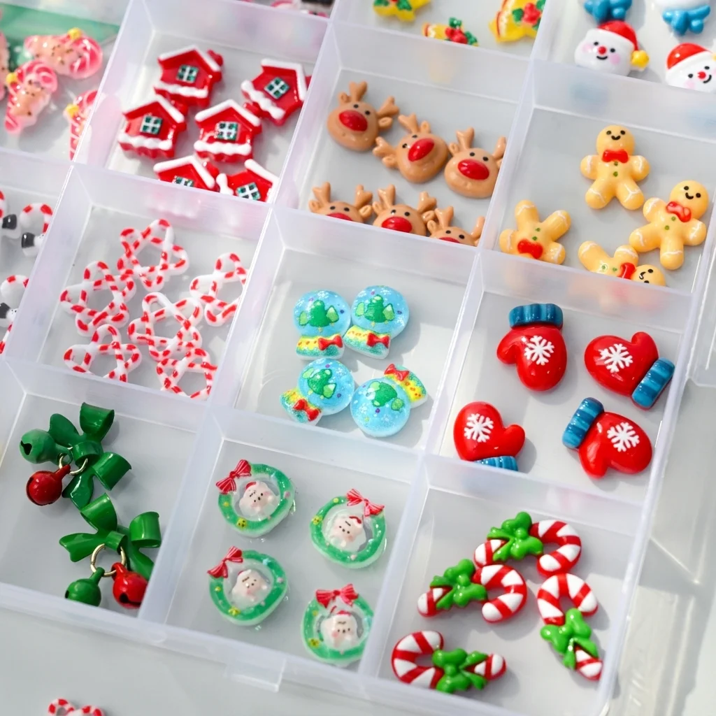 1 Pudełko Mieszanych Ozdób 3D  – Nail Art Xmas recenzja i cena