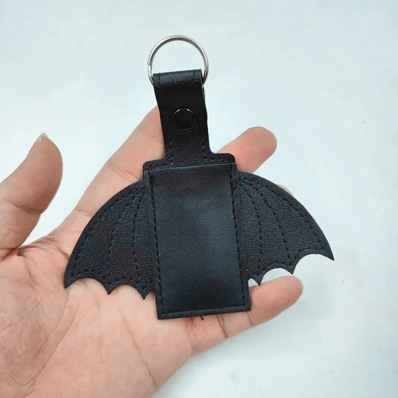 Bat Lipstick Lip Gloss Bag Keychain Holder PU Chapstick Pouch Key Ring Portable Lip Balm Bottle Packaging Cover Key Chain
