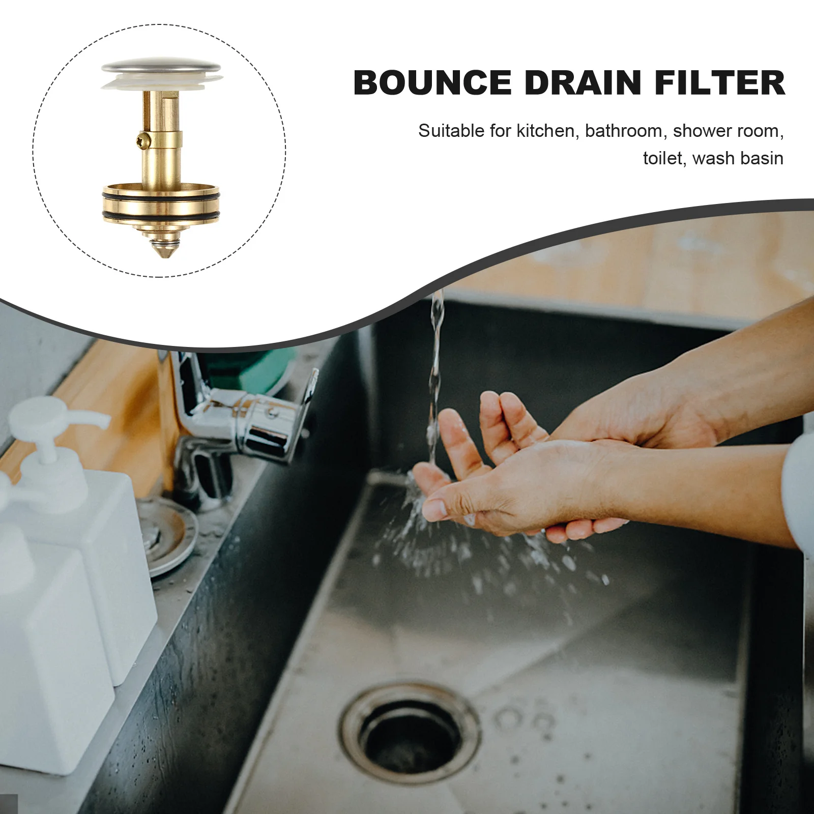 

1Pcs Bounce Drain Filter High- Basin Drainer Sink Plug Bathroom Kitchen Universal Multi-Purpose Sewer Hair Blocker