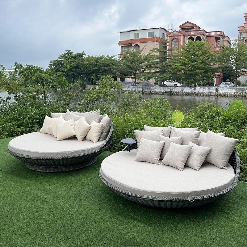 Outdoor PE rattan sofa hotel resort scenic B & B hanging chair beach seaside waterproof sun protection bed
