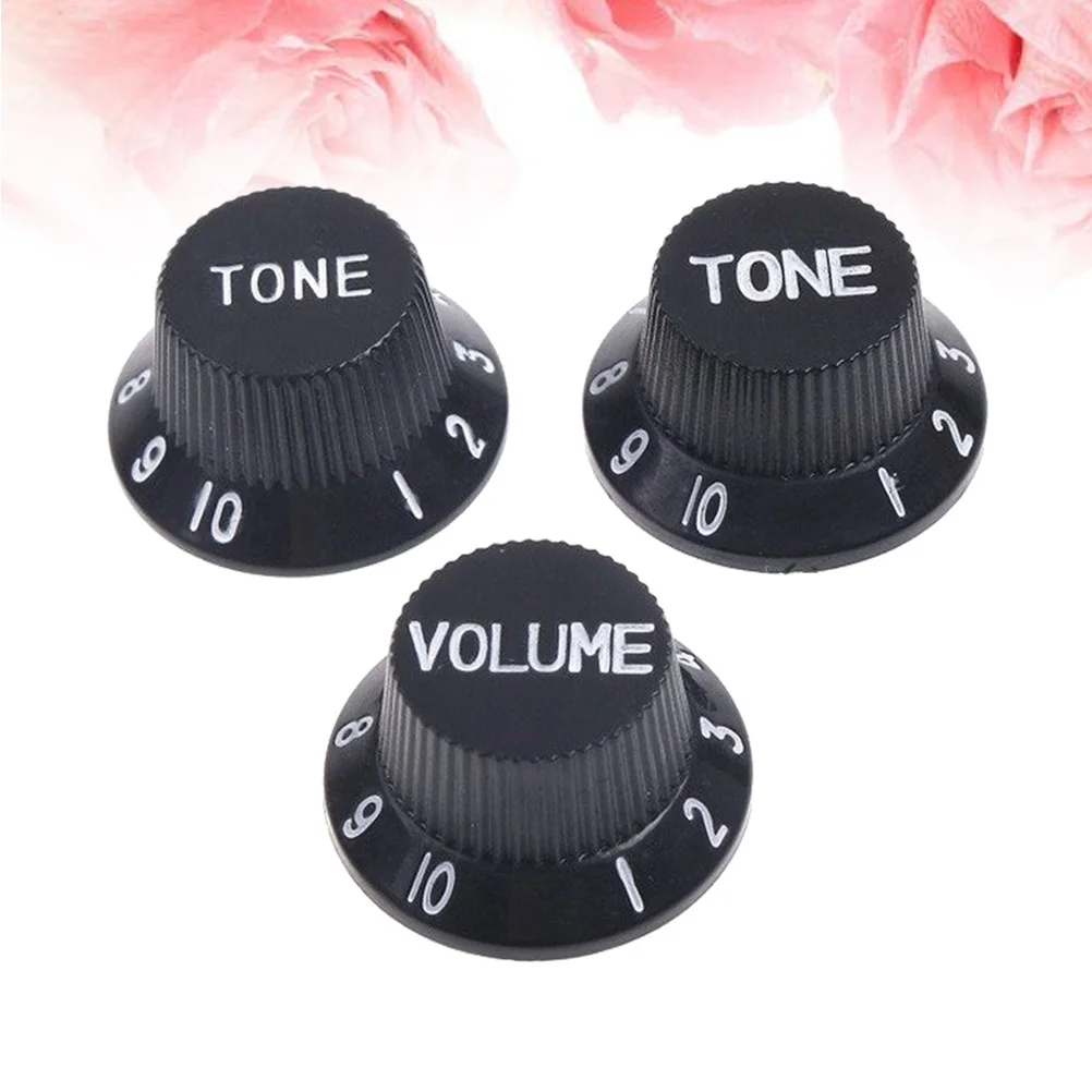 3 pcs Plastic Guitar Volume Tone Control Knobs Black Replacement For Electric Bass Knob Fit St Tl Style