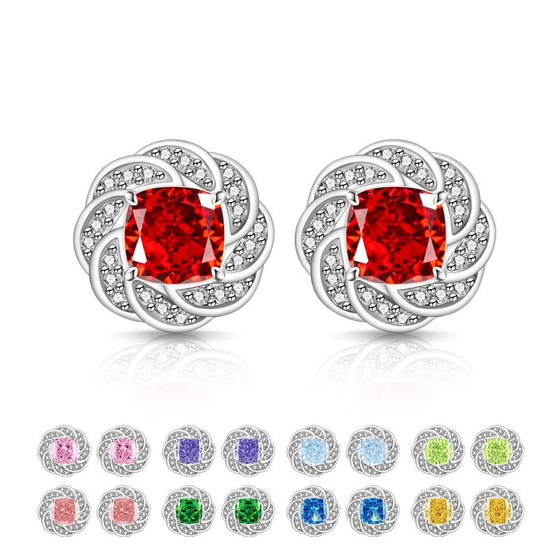 

Серьги-гвоздики из стерлингового серебра 925 пробы, модный дизайн, яркие серьги-гвоздики с ледяным цветком и бриллиантами