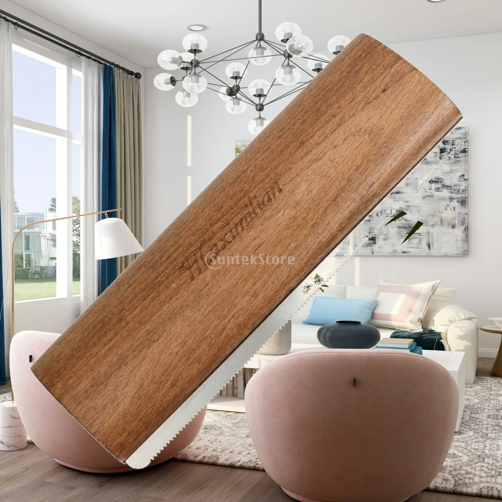 Horse Coat Brush with Flat Wooden Base and Metal Scraper for Daily Stable Grooming