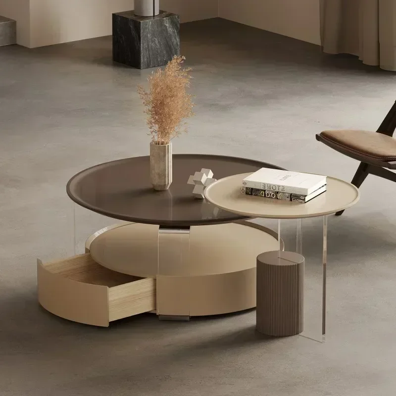 For Design Minimalist Coffee Table Modern Luxury Living Room Terrace Round Middle Table Night Taburete Madera Room
