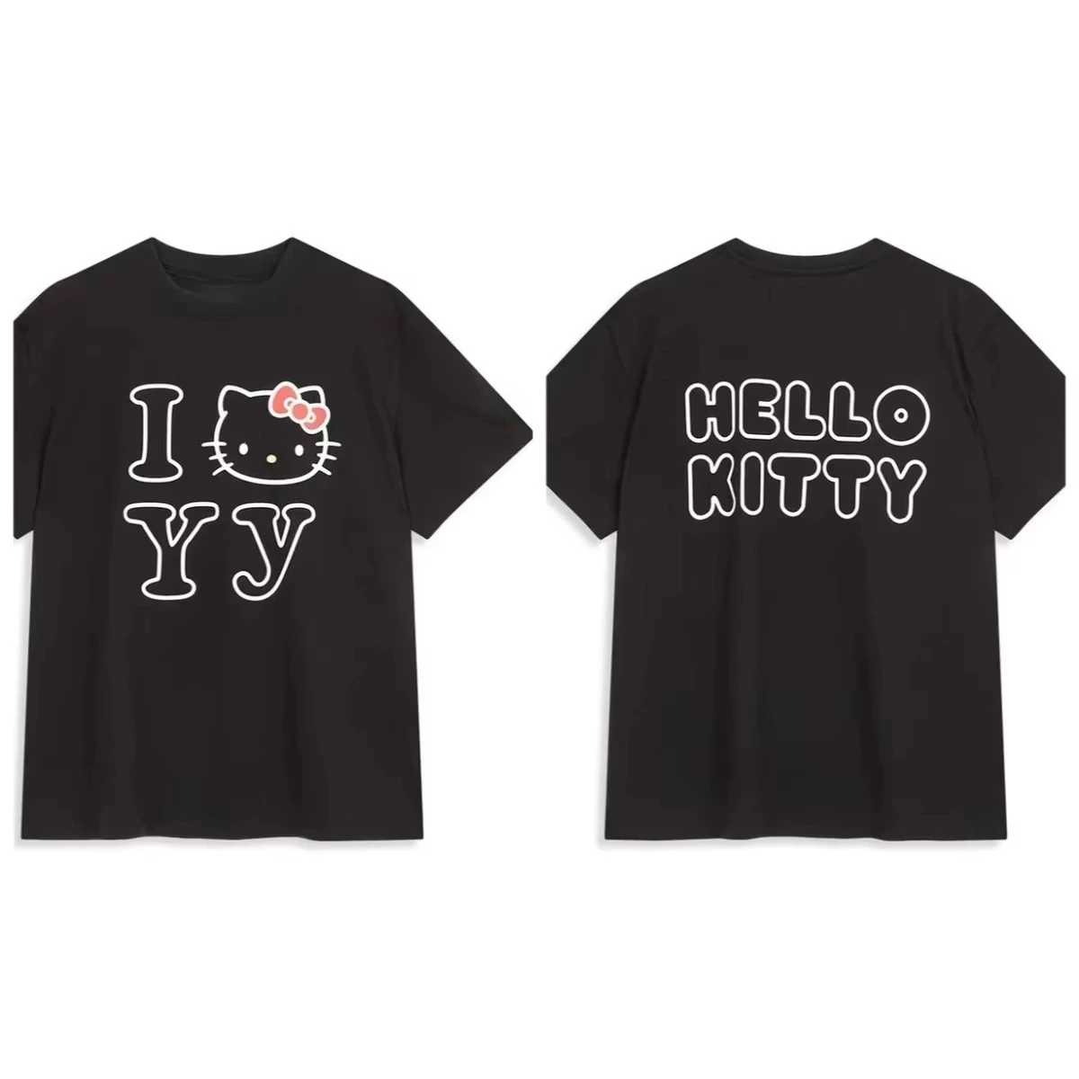 

2025 New Cotton HelloKitty Summer Women's Short-sleeved T-shirt Top Cartoon Cute American Large Size Thin