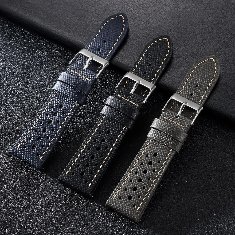 18mm 19mm 20mm 22mm Breathable Bands Vintage Genuine Leather Strap Men Women Universal Cowhide Quick Release Bracelets for Seiko