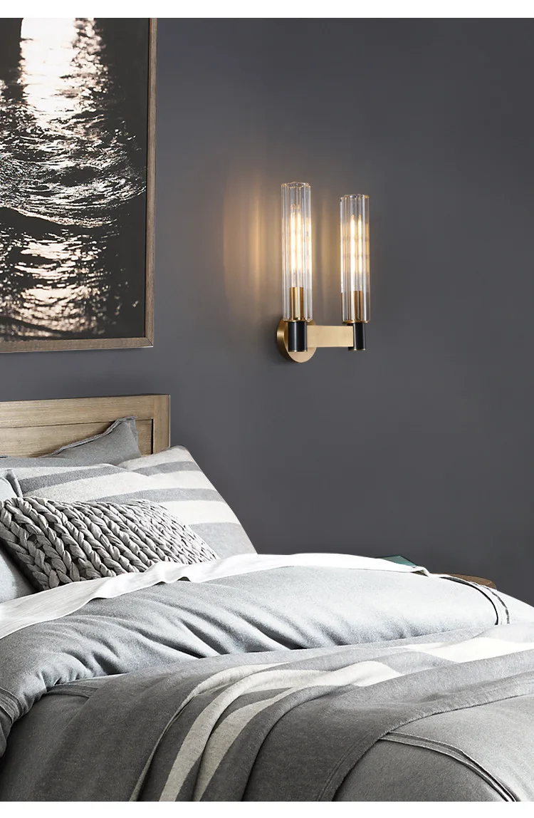 Clear Crystal LED Wall Sconces Brass
