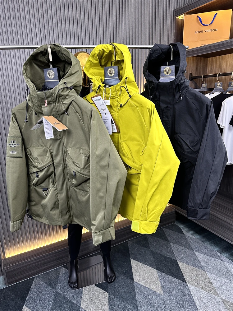 

Top ade 59 Pieces Outdoor Workwear Sle Men's Heavyweight Hooded Waterproof Jaet Trendy Autumn Season ex Zipper Clos...