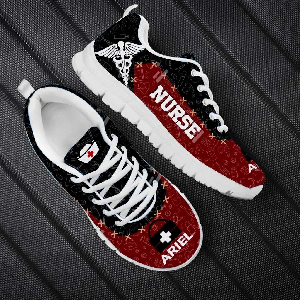 New Men's Lace-Up Flats Gradient Medical Heartbeat Design Sneakers Custom 3D Printed Comfort Jogging Shoes Footwear view 3