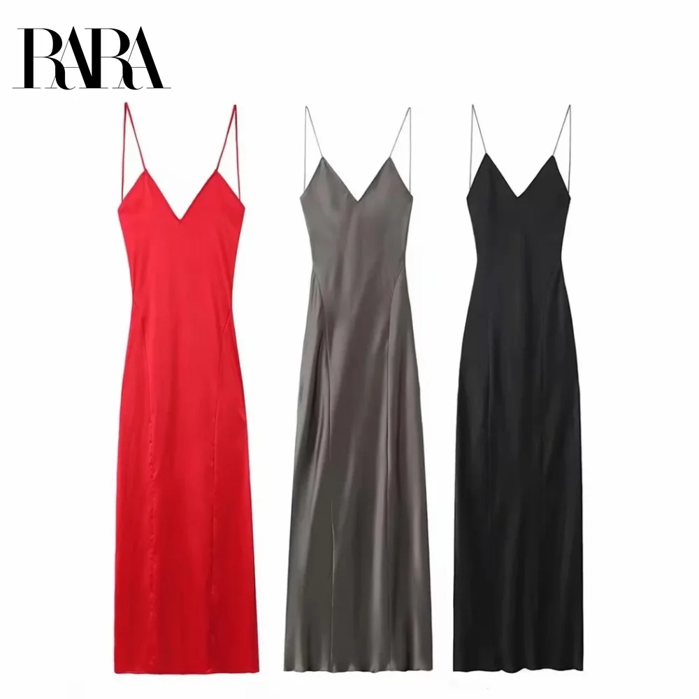 2024 RARA sexy temperament backless sling underwear style long slim simple dress winter new women's clothing