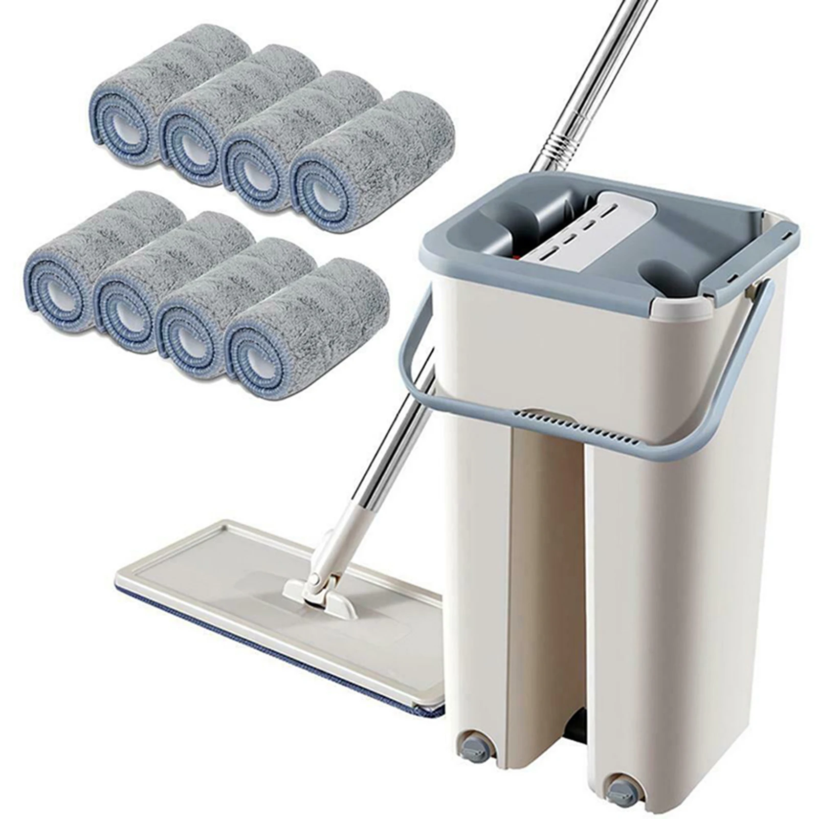 Mop and Bucket with Wringer Set Flat Floor Mop and Bucket Home Floor Cleaning System for Home Hardwood Wood Vinyl Floor