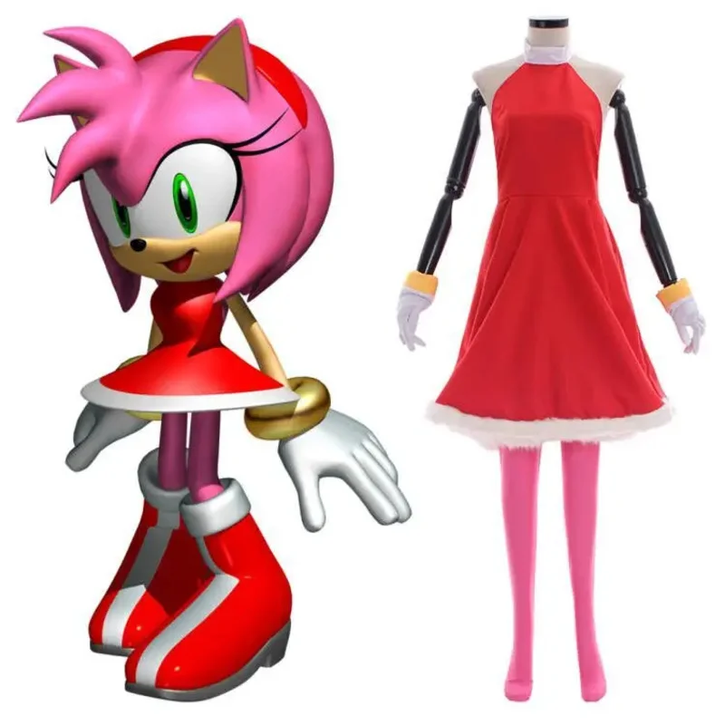 

Amy Rose Stage Cosplay Costume Outfits Super Sonic Tarsnak Hedgehog For Party Role Play Uniform Dress Pantyhose Gloves Suit