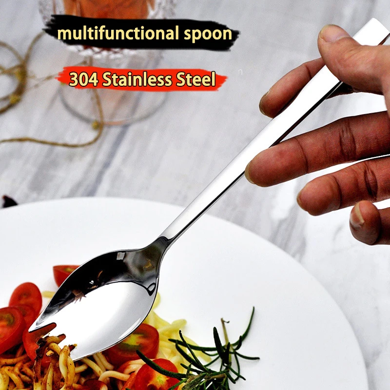 2 in 1 multifunktion alen Spork Edelstahl Löffel Salat gabel Nudel löffel Suppen löffel Geschirr