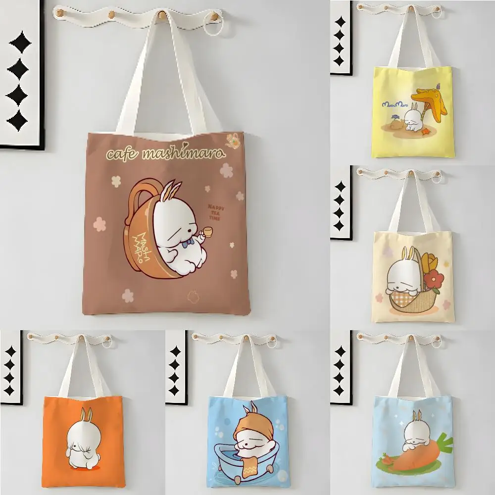 Internet rabbit Marshmallow M-MashiMaro Storage Bags Large Capacity Canvas Tote Bag For Women Bag Casual Daily Shoulder Bag