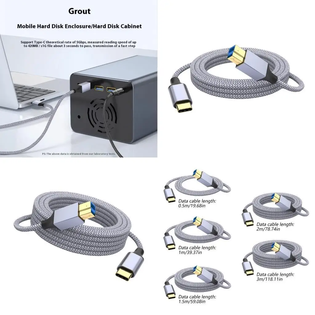 

Y1UB Type C to USB B Printer Cable 5Gbps Fast Speed Data Transfer For Scanners External Hard Disks Docking Stations