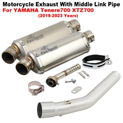 Slip On Motorcycle Exhaust System Middle Link Pipe With DB Killer For YAMAHA Tenere700 Tenere 700 XTZ700 XTZ-700 2019 - 2023
