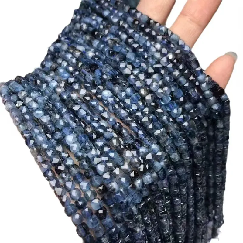 

7A Aquamarine square faceted devil blue 4mm 38cm for DIY jewelry making loose beads FPPJ wholesale nature