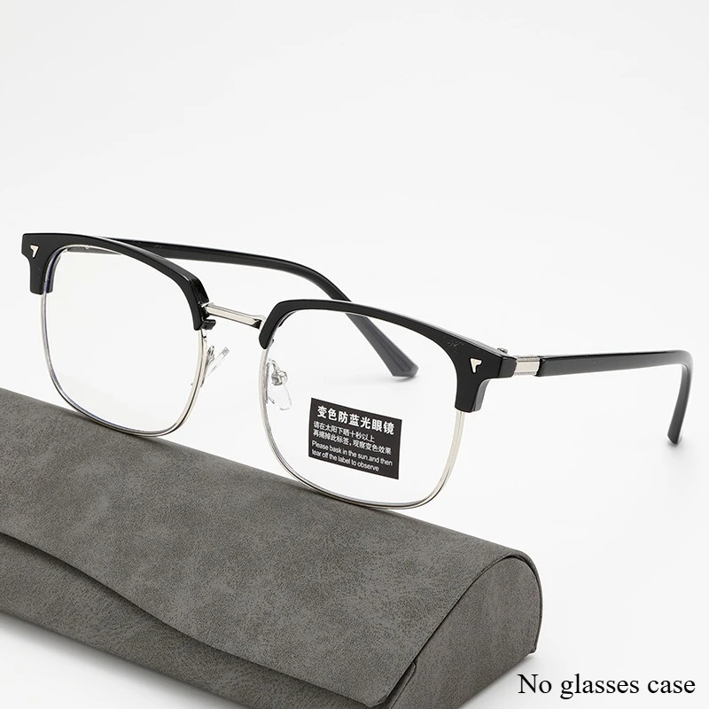 Photochrome Anti-Strahlungs-Brille für Damen und Herren, einfache quadratische Anti-Blau-Übergangsbrille, Outdoor-Sonnenbrille