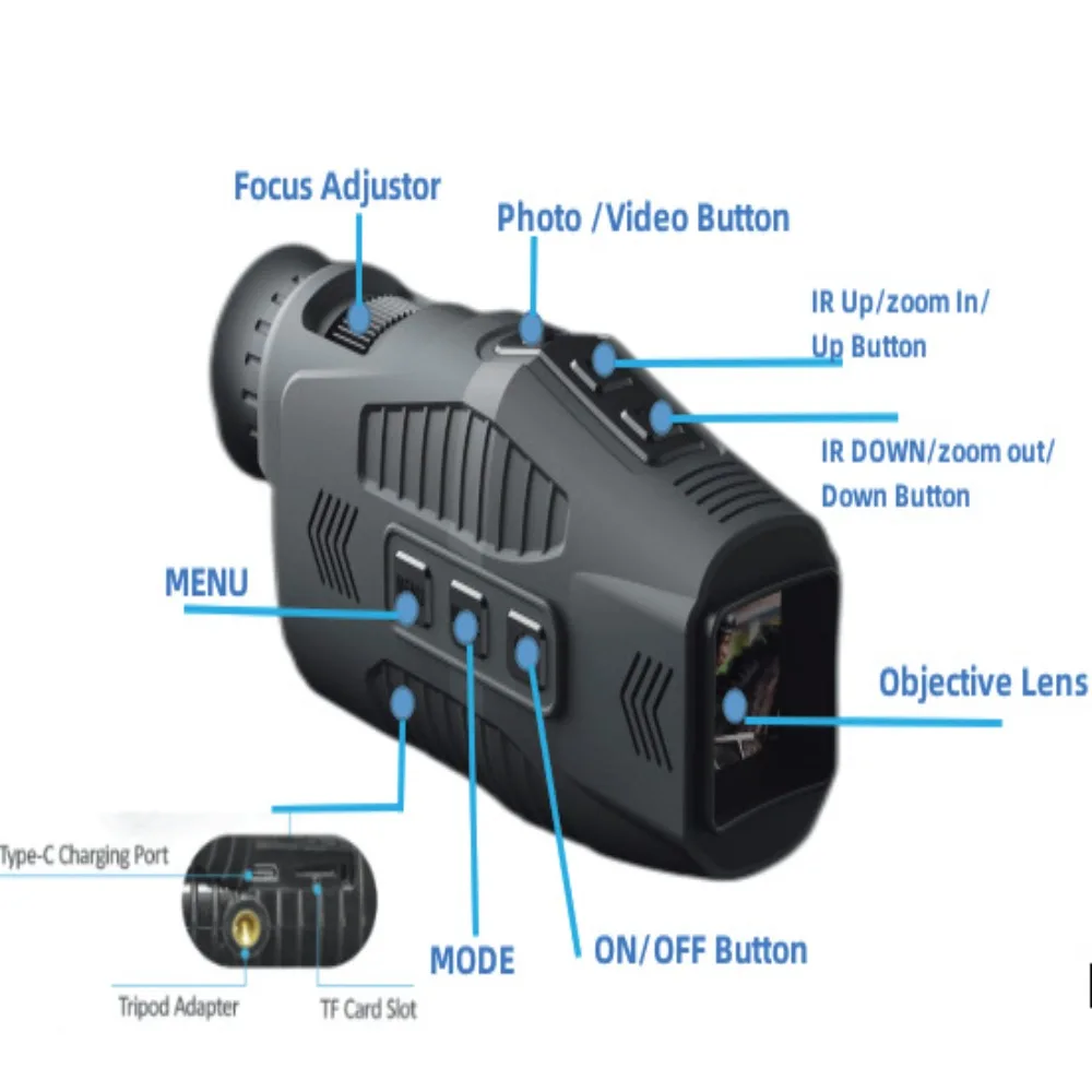 High Definition Infrared Monocular Night Vision Device 1080P 5x Digital Infrared Night Vision Full Dark Viewing Distance Viewing