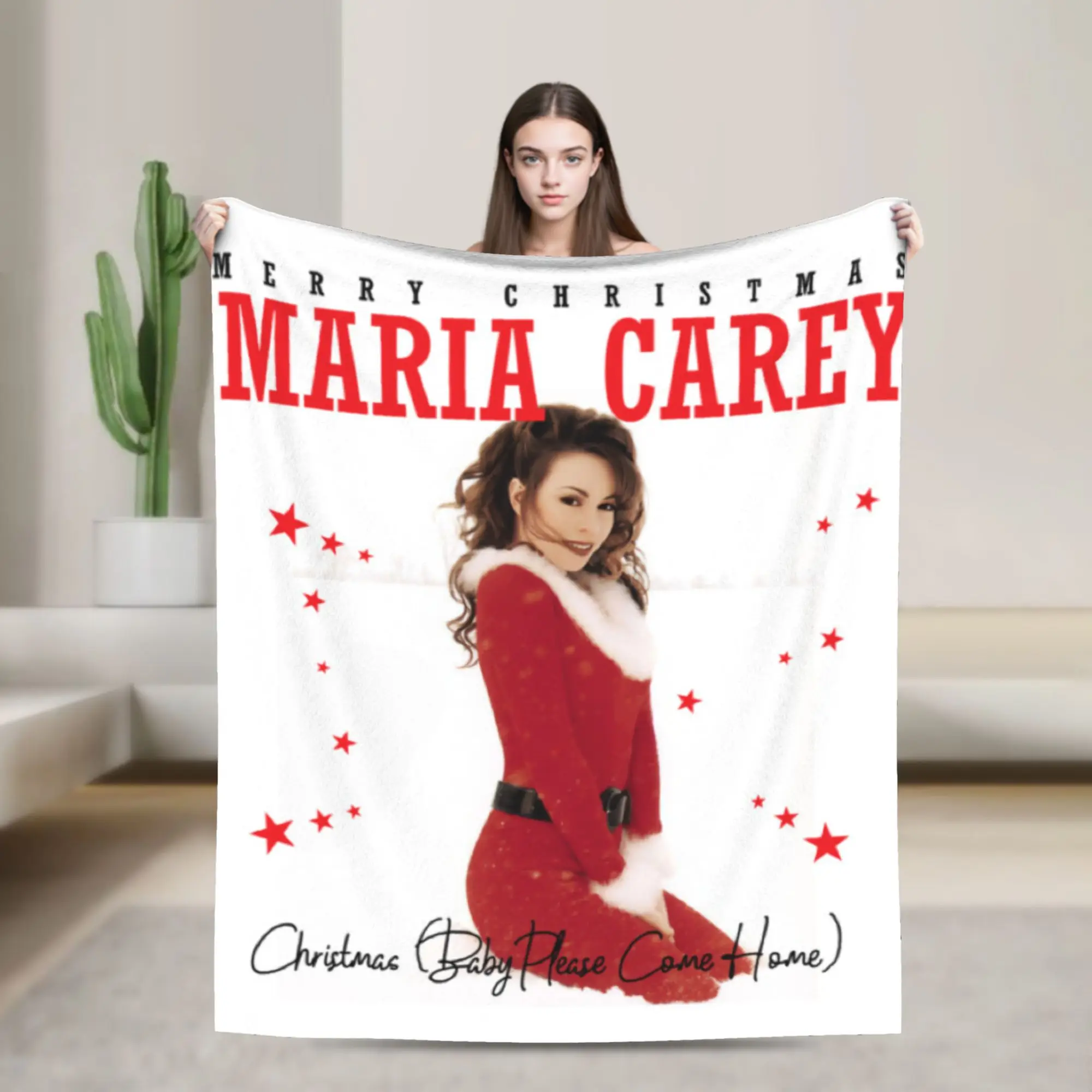 Mariah Carey Christmas  Super Warm Blanket  Camping Plush Throw Blanket Funny Home Decor Flannel Bedspread Sofa Bed Cover