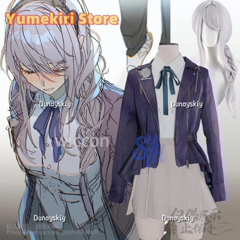 

Kirifuji Nozomi Cosplay Game The Hundred Anime Costume Purple Pu Punk Coat Jk Kawaii Uniform Dress Lovely Japanese Girls Lolita
