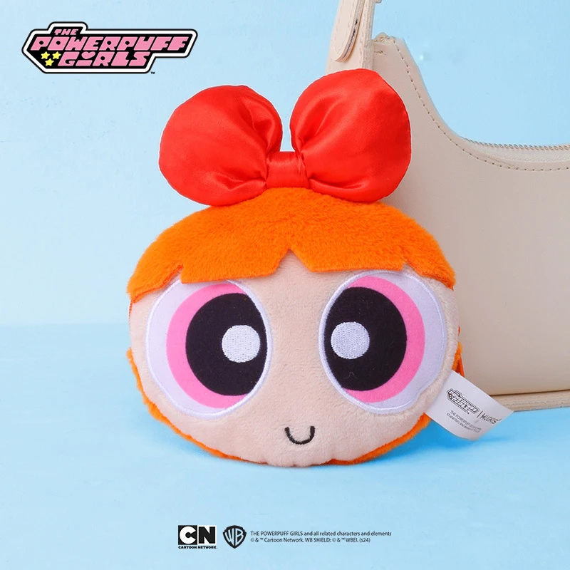 Original 13cm Plush Purses Powerpuff Girls Small Hanging Bag Cute Cartoon Girls Carrying Coin Bag Earphone Storage ID Card Bag
