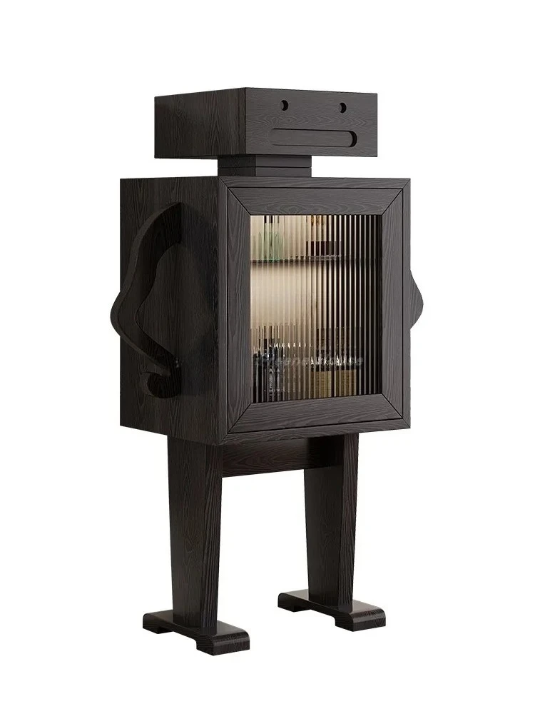 

Creative solid wood wine cabinet Living room storage Solid wood dining side cabinet Shelf display cabinet