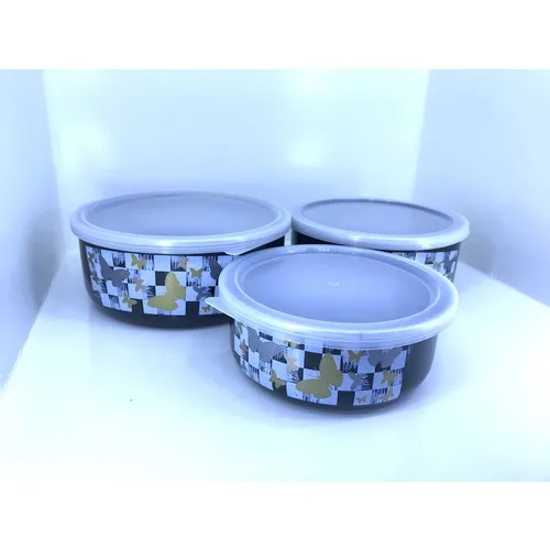 Flame Enamel Storage Bowl 3 Pcs Storage Container Isınabilir Storage Container 14-16-18 cm