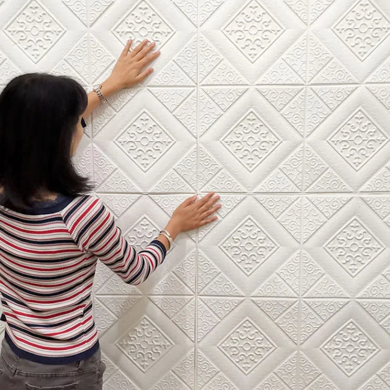 10 Pcs Ceiling Wallpaper 3D Waterproof Wall Stickers Adhesive Foam Wallpaper Wall Decoration Home Decoration