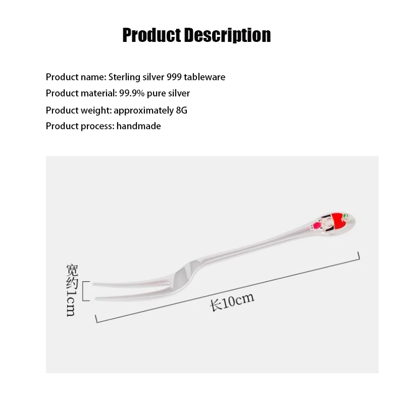 Fruit Fork Pure Silver 99.9% Cake Fork Creative Mooncake Fork Set of 5 Fruit Sticks Dessert Forks