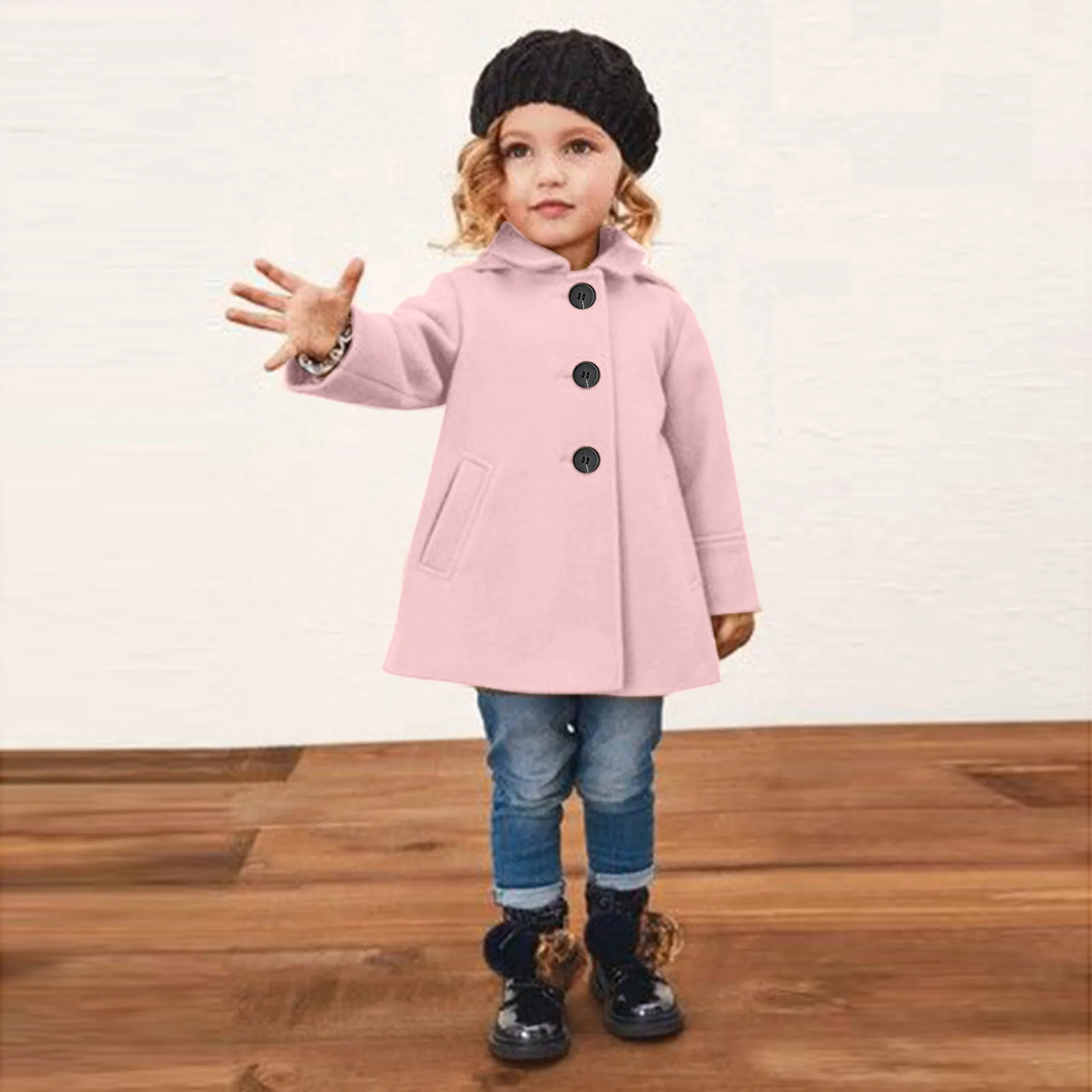 Children\'S Jacket Coat Toddler Girls Winter Flip Collar Casual Jacket Windproof Coat Jacket Kids Warm Outerwear Jacket