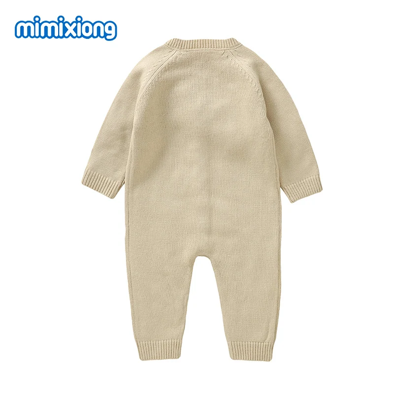 Newborn Baby Rompers Full Sleeve Button Up Infant Boys Girls Jumpsuits Clothes Autumn Winter Camel Toddler Unisex Playsuit 0-18m