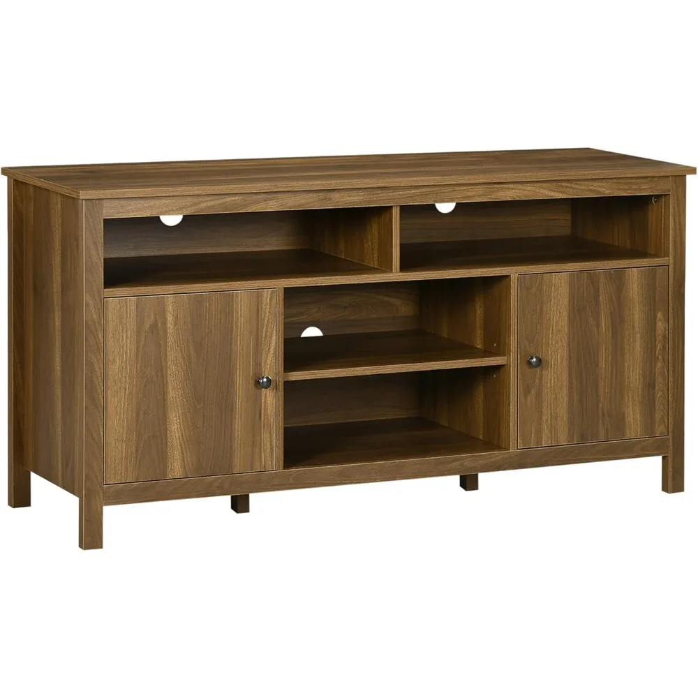 

TV Stand for 65 Inch TVs, TV Cabinet with Wooden Shelves and Doors, Entertainment Center for Living Room, Bedroom, Walnut