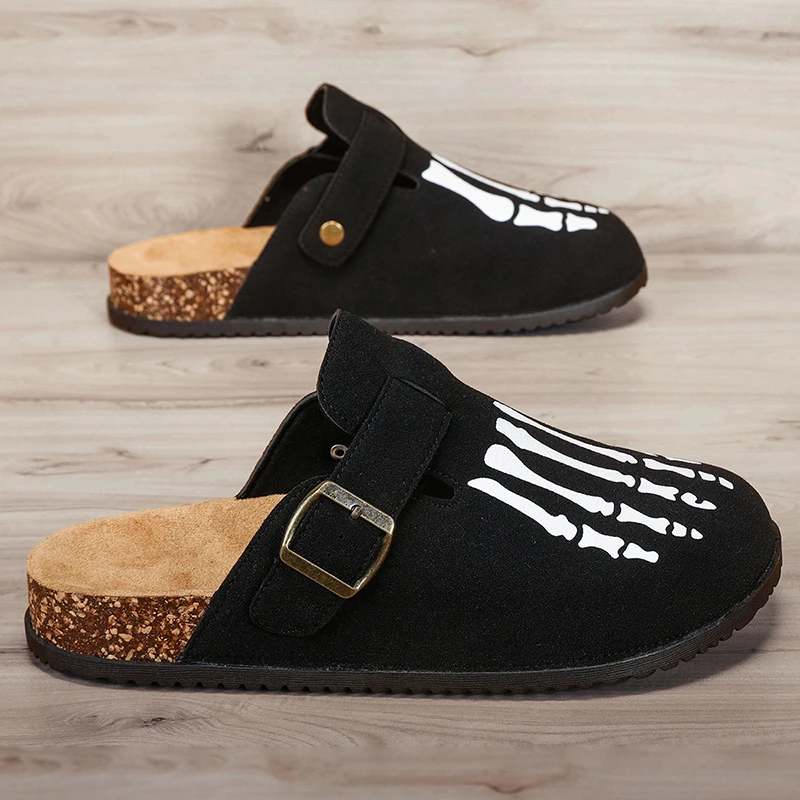 Neue modische Unisex-Hausschuhe mit runder Schnalle und halbgeschlossenem Design, attraktive und vielseitige Retro-Trend-Pantoffeln, einfach anzuziehen und auszuziehen, perfekt zum Ausgehen, modische Hausschuhe, bequeme Freizeitpantoffeln, für alle Jahreszeiten geeignet, Unisex-Stil – Detail 1