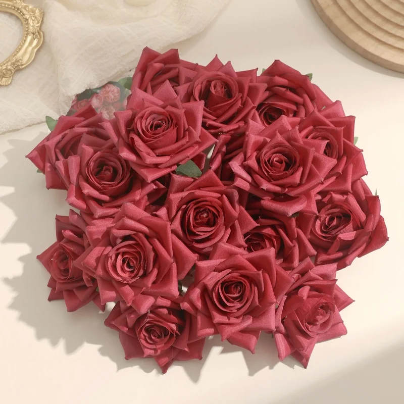 5/10Pcs Rose Künstliche Blumen 6CM Gefälschte Blume Für Wohnkultur Hochzeit Ehe Dekorationen Ornamente Handwerk Girlande zubehör – Detail 3