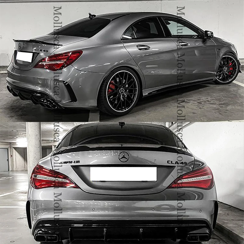 For Mercedes-Benz CLA W117 C117 CS Style Carbon Fiber Rear Spoiler Trunk Wing 2013-2019 FRP honeycomb Forged Glossy black